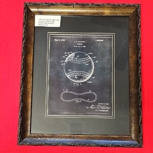 Framed Vintage Baseball Patent Print in Black and Brown